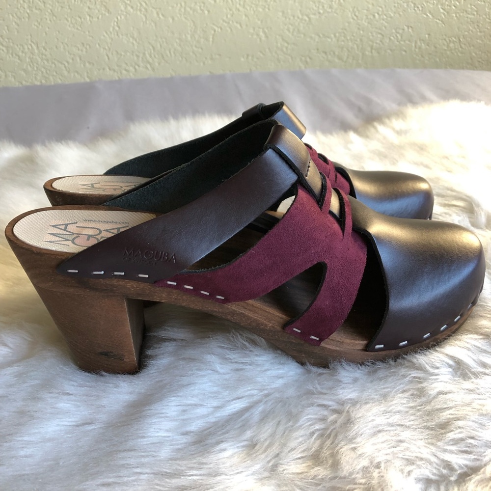 Maguba Purple Leather Clogs